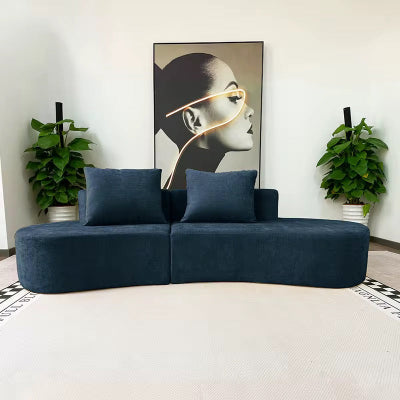 Navy Blue Moon-Shaped Compressed Sofa