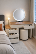 Wooden-Top Makeup Vanity Table