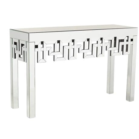 Geometric Silver-Mirrored Console Table