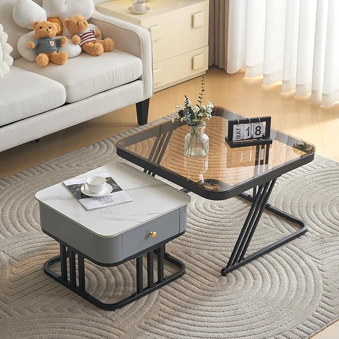 Grey Square Nesting Coffee Table