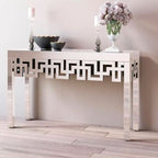 Geometric Silver-Mirrored Console Table