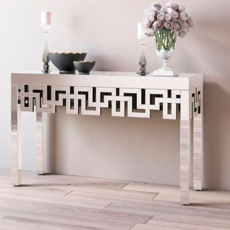 Console Table - Geometric Silver Mirror