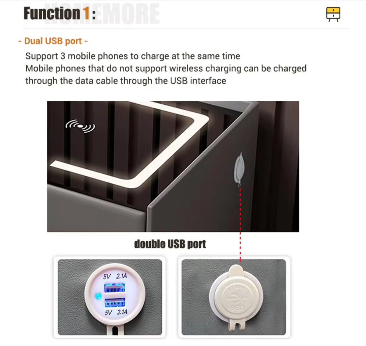 Black Smart Bedside Table