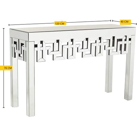 Geometric Silver-Mirrored Console Table