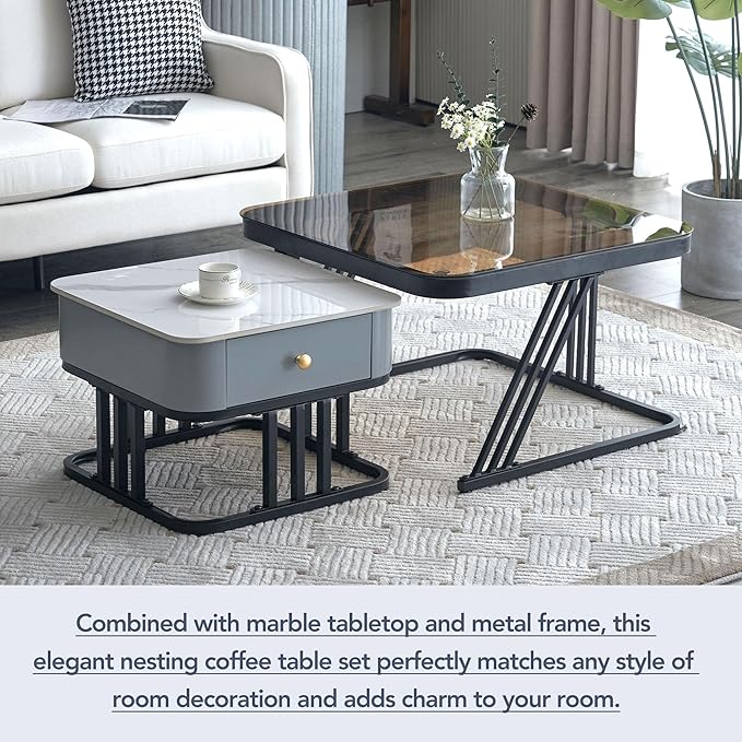 Grey Square Nesting Coffee Table