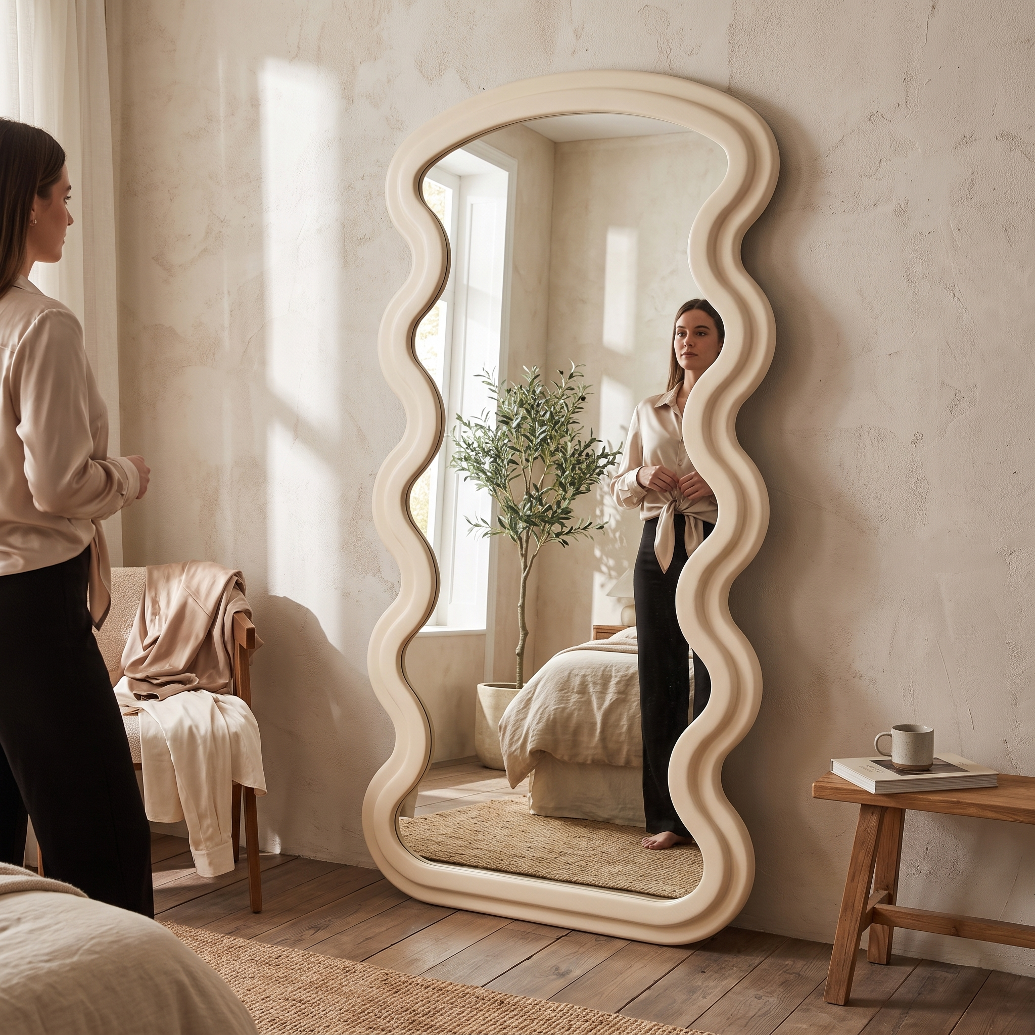 Full-Length Irregular Wavy-Edge Mirror lifestyle