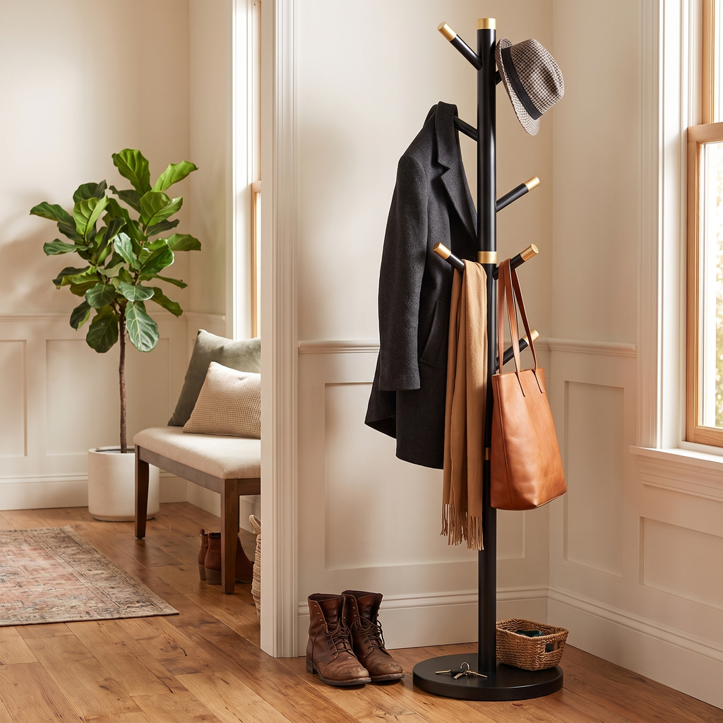 Elegant Black Wooden Coat Hanger lifestyle