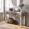 Geometric Silver-Mirrored Console Table lifestyle