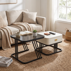 Modern White Square Nesting Coffee Table Set lifestyle