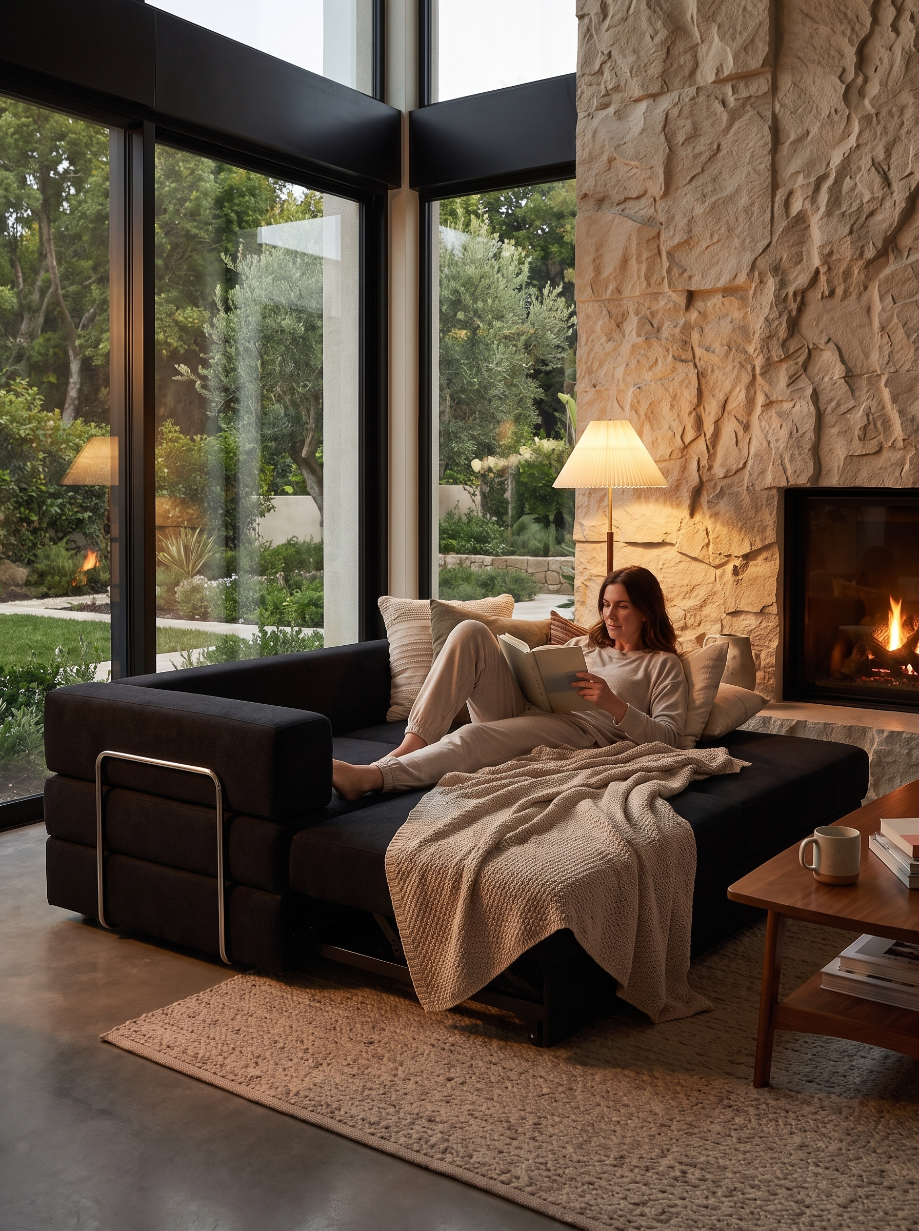 Noir Convertible Sleeper Sofa lifestyle image 2