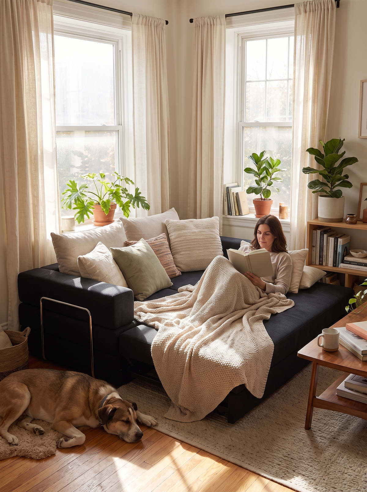 Noir Convertible Sleeper Sofa lifestyle image 3