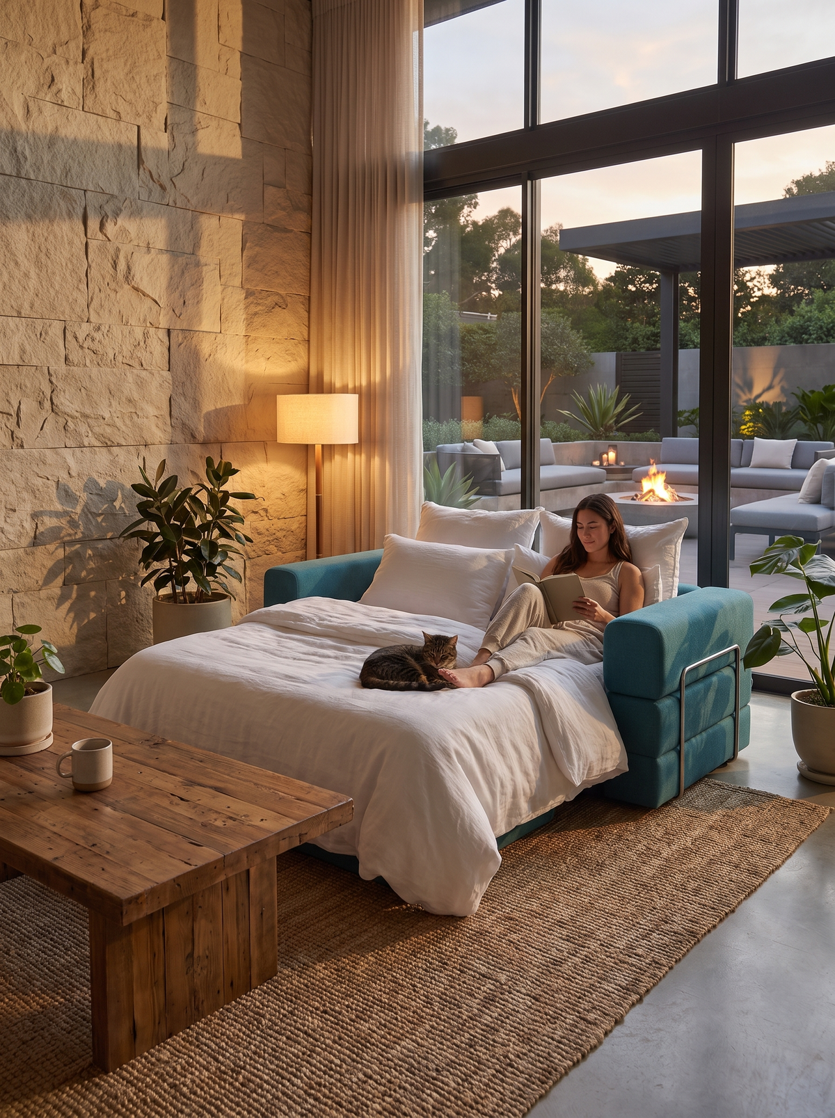 Azure Convertible Sleeper Sofa lifestyle image 3