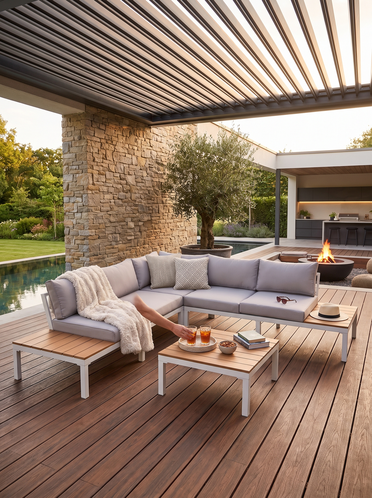 L-Shaped Patio Furniture Set lifestyle image 2