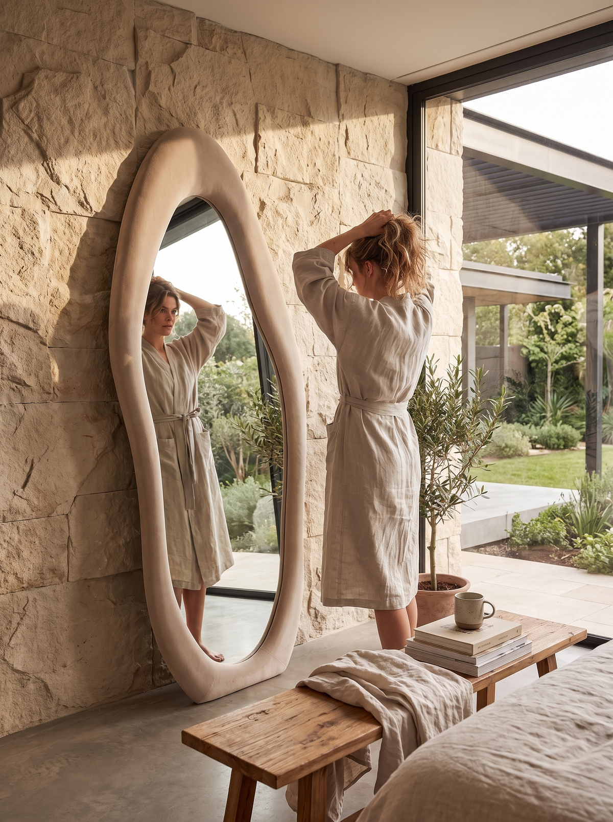 Flannel-Wrapped Wavy Full-Length Mirror lifestyle image 3