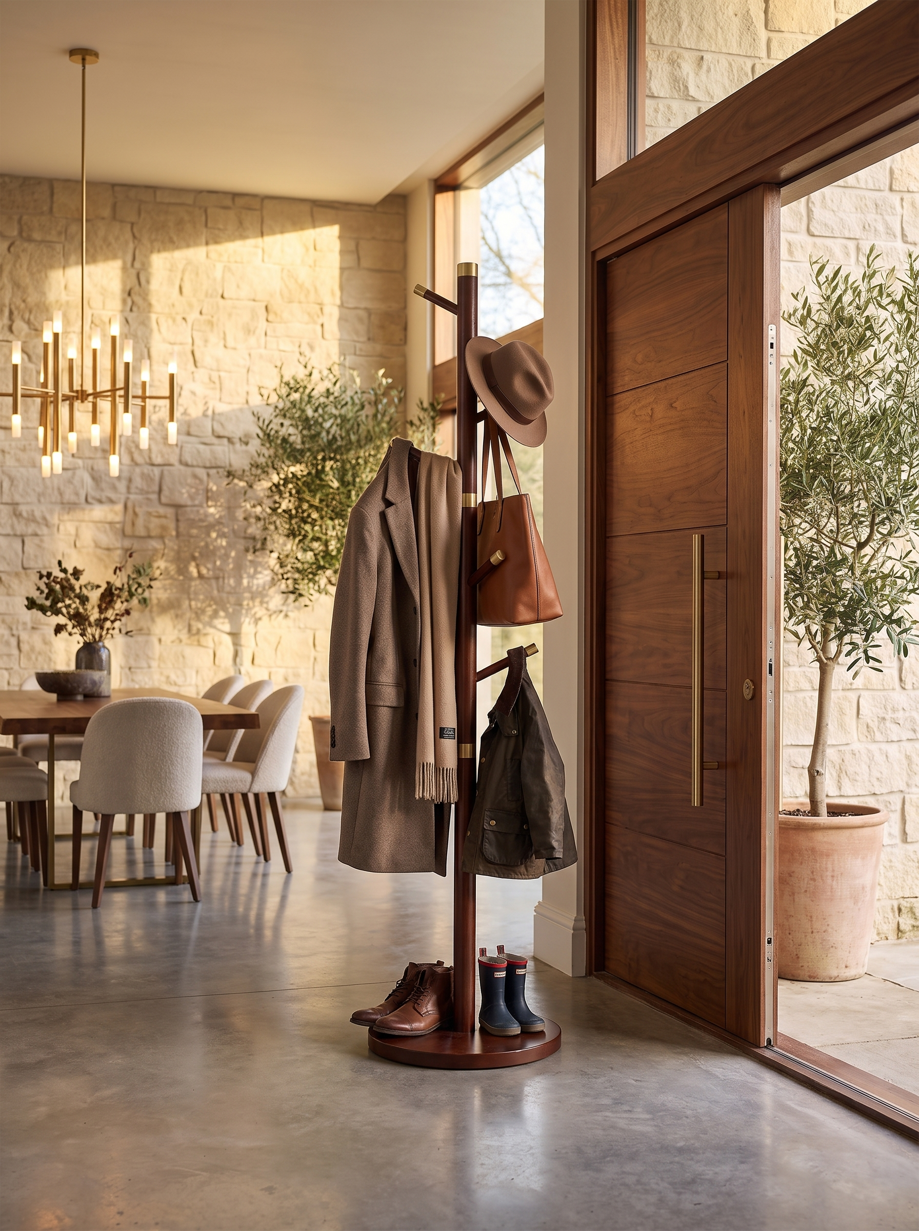 Premium Brown Wooden Coat Stand lifestyle image 2