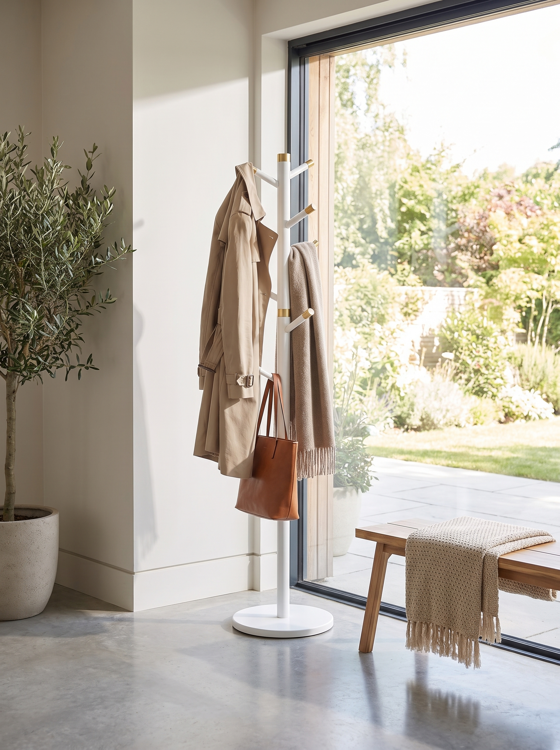 White Wooden Coat Stand lifestyle image 1
