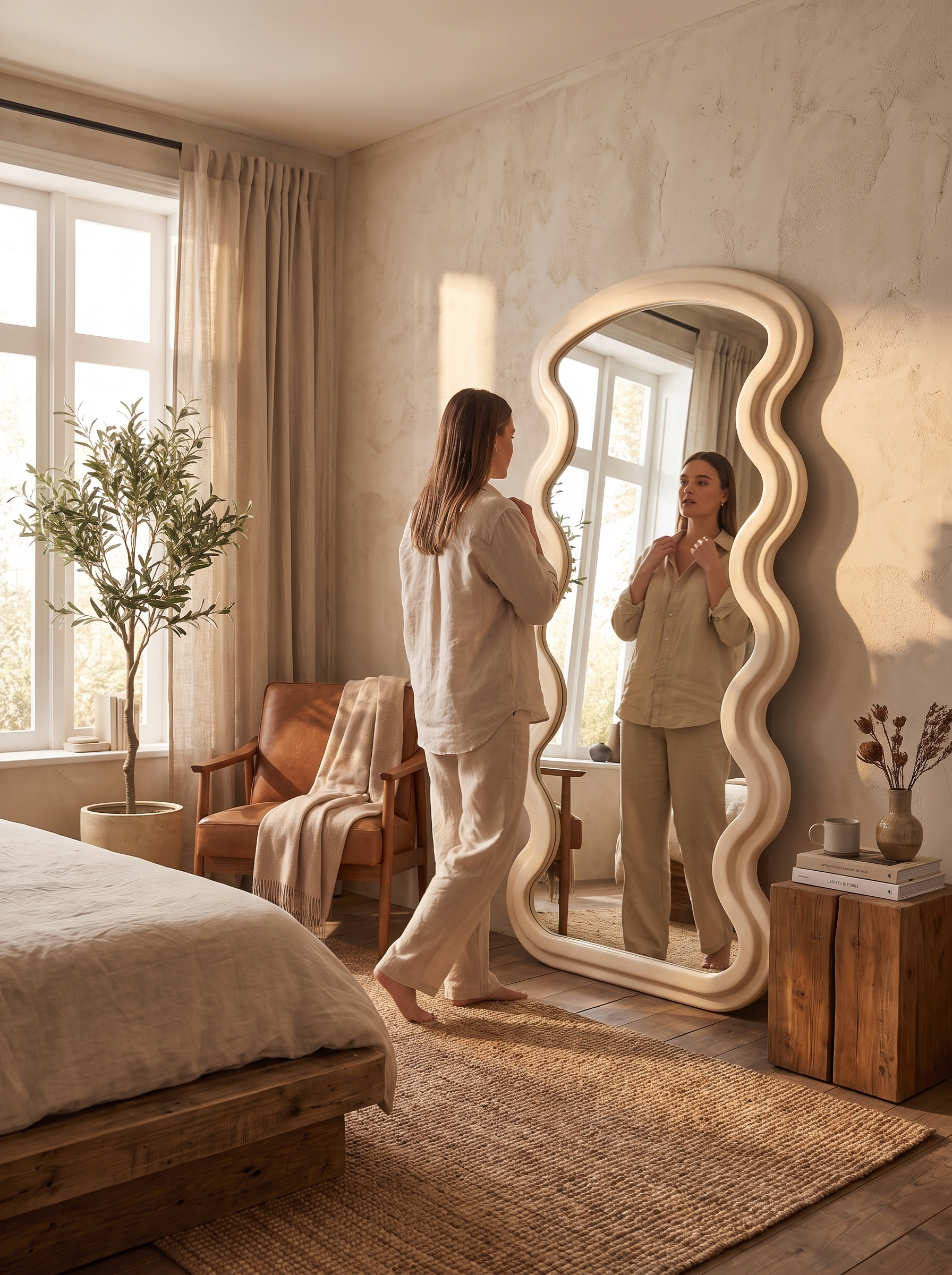 Full-Length Wavy-Edge Mirror lifestyle image 2