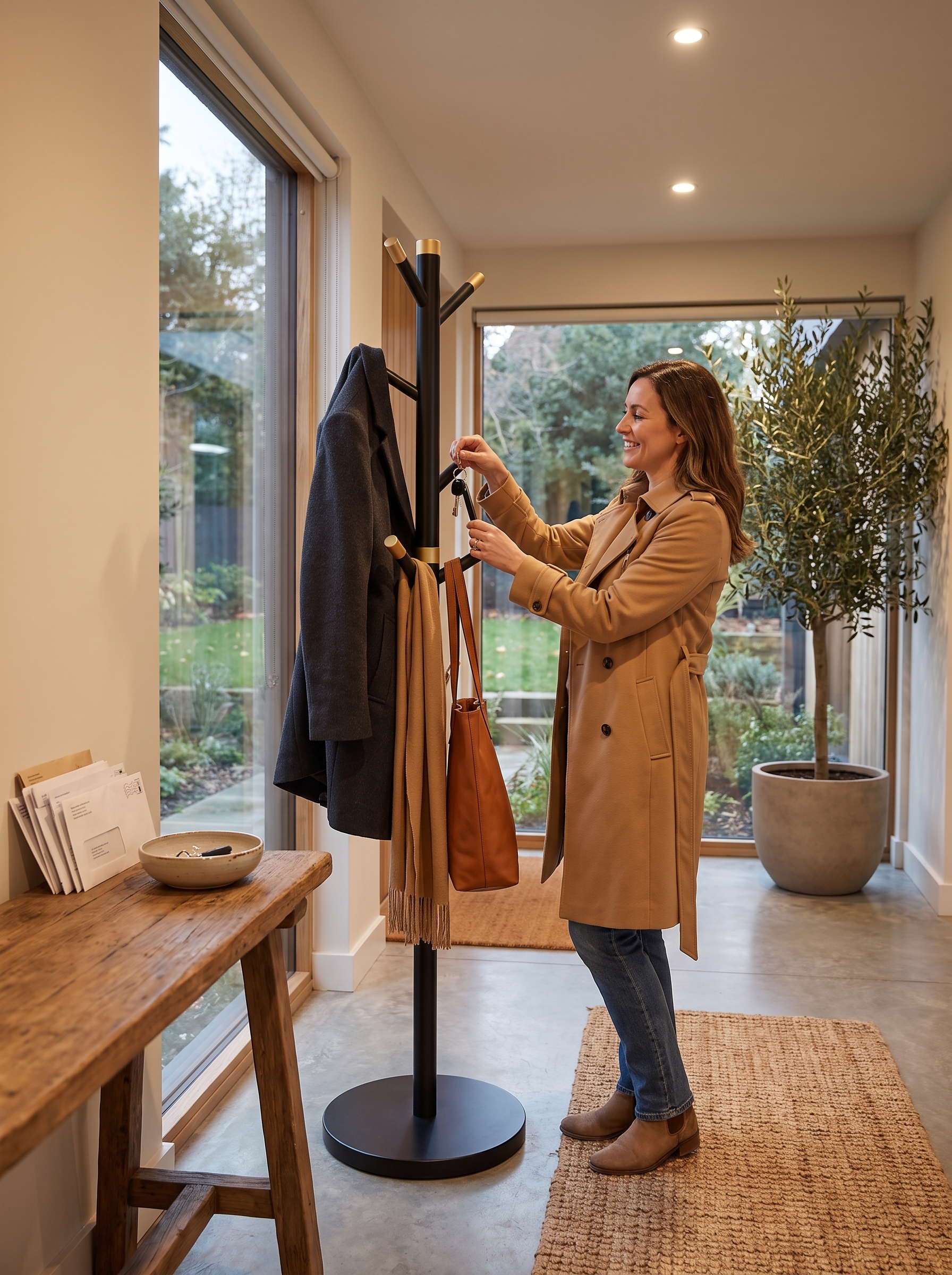 Elegant Black Wooden Coat Stand lifestyle image 2