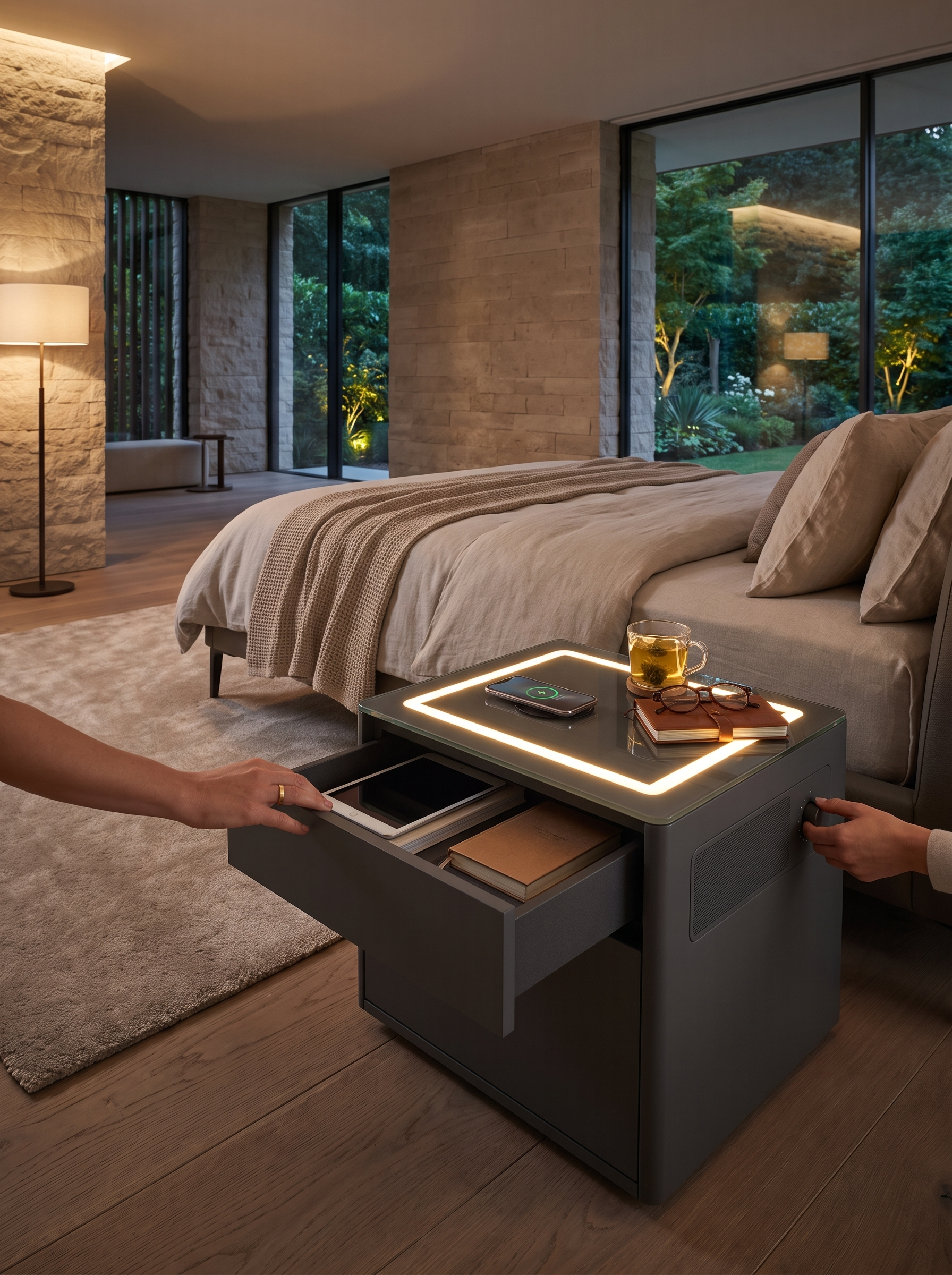 Black Smart Bedside Table lifestyle image 3