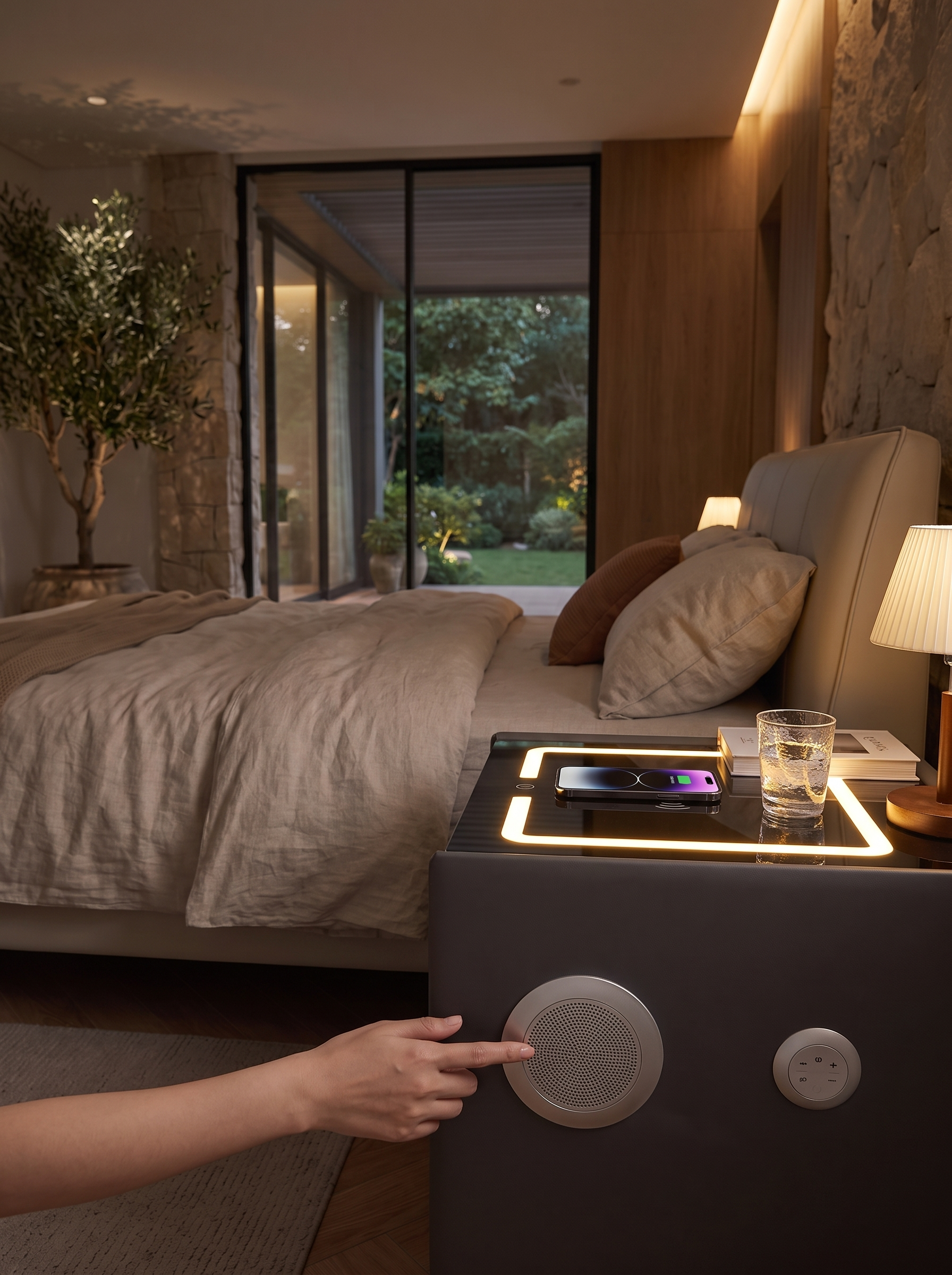 Black Smart Bedside Table lifestyle image 1
