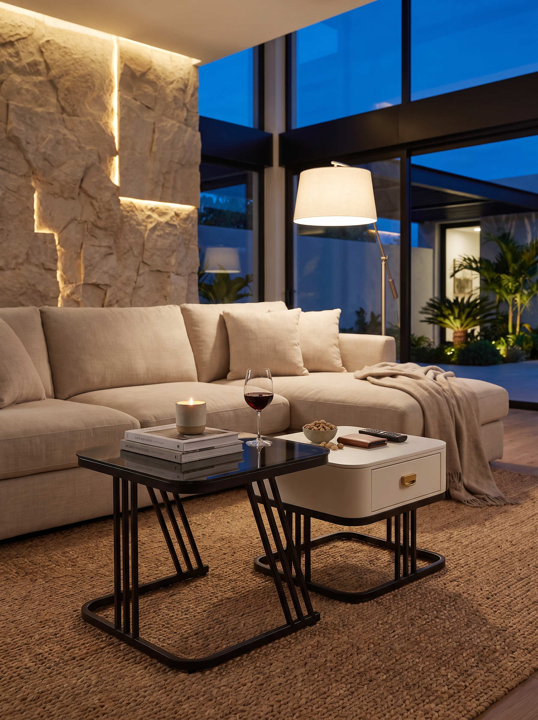 White Square Nesting Coffee Table Set lifestyle image 3