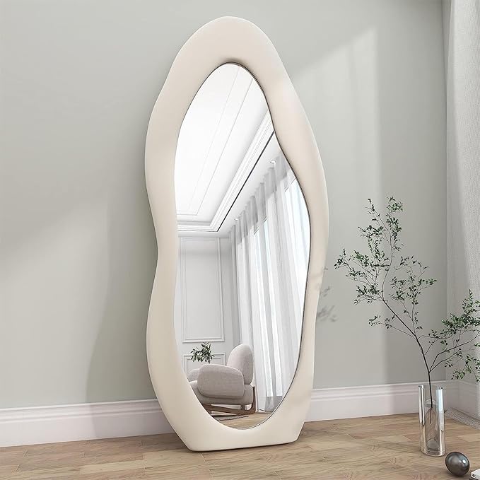 Flannel-Wrapped Wavy Full-Length Mirror